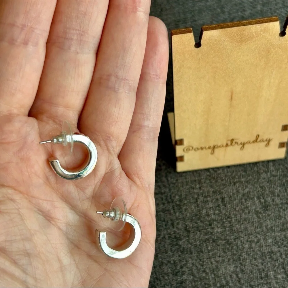 Macy’s Vintage Silver and Colorful Beaded Half Hoop Stud Earrings